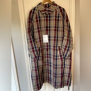 Zara Trench Coat | Size L/XL | Burgandy/Purple Plaid | NWT